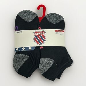 K Swiss Women's No-Show Socks 6 Pack Medium 4-10‎ Black Flow Cool $28 Cushioned